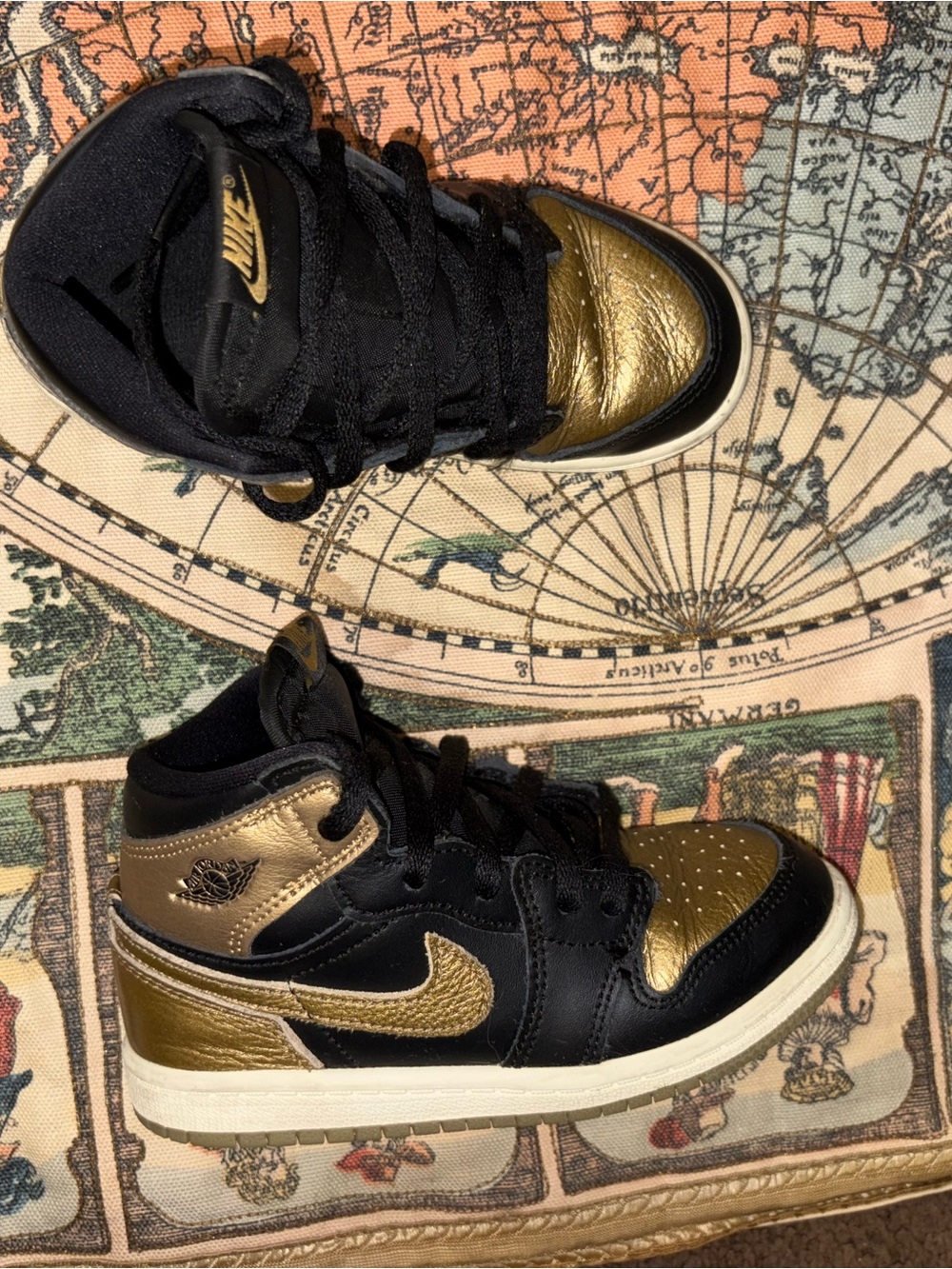Nike Black & Metallic Gold High-Top Sneakers